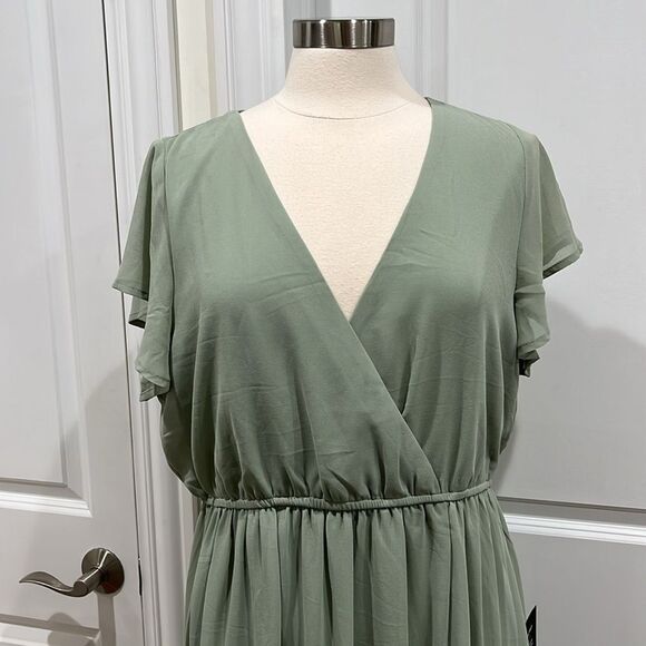 New! Lulus Lost in the Moment Sage Brush Maxi Dress Size XL NWT - Picture 4 of 14